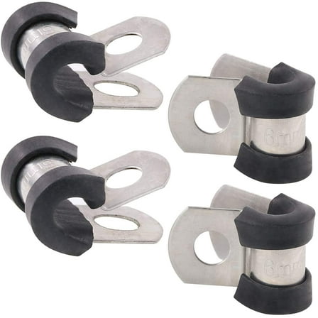 20Pcs 1/4" (6mm) Cable Clamp Rubber Wire Clamps Stainless Steel Rubber Cushioned Insulated Clamps
