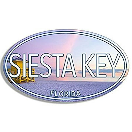 OVAL Siesta Key Florida Sticker Decal (fl gulf beach coast) 3 x 5 (Best Florida Gulf Beaches)