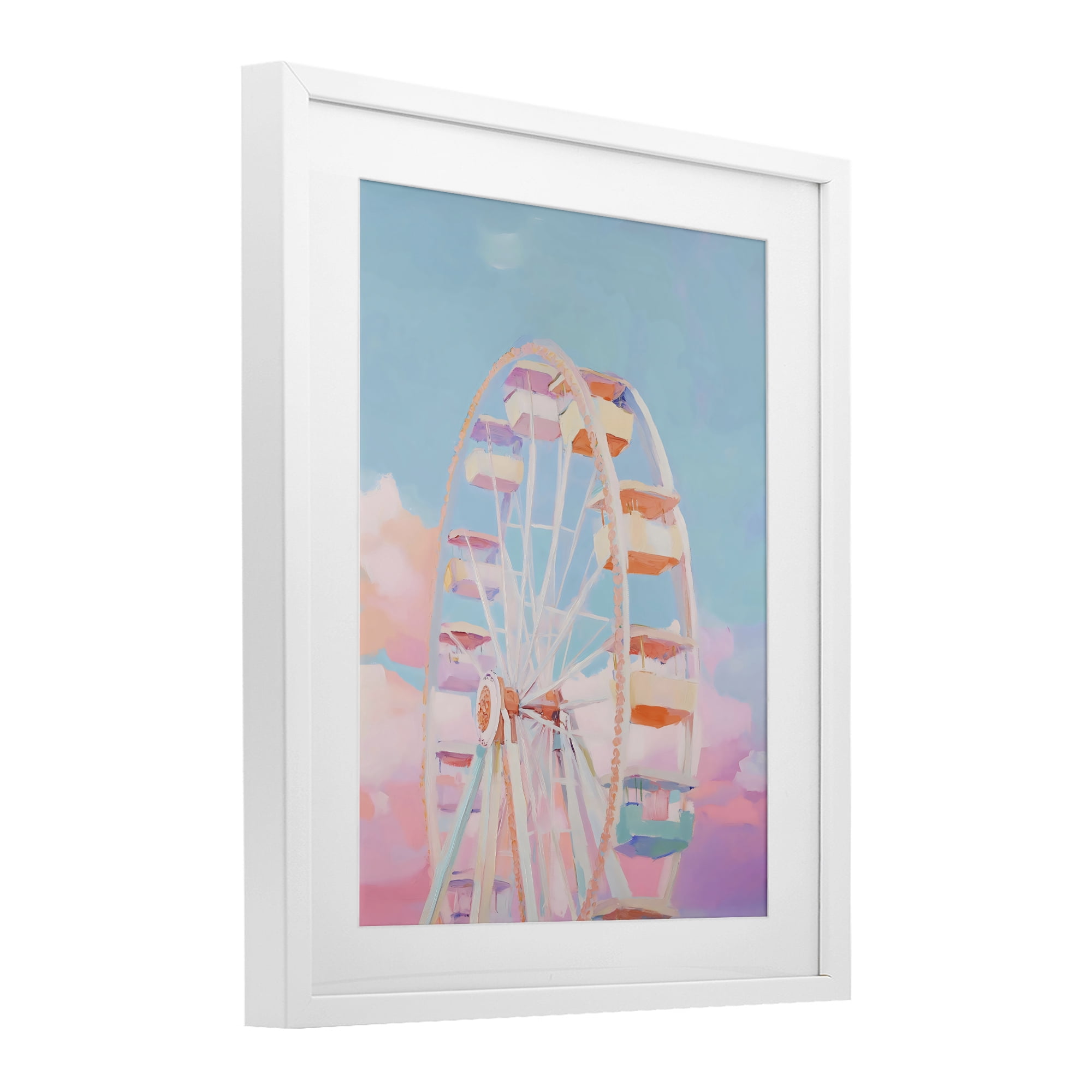 Stupell Industries Ferris Wheel & Cotton Candy Sky White Framed Print Under Glass, design by The Prints Vibe