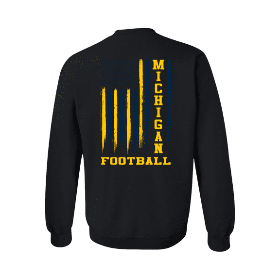Michigan Football Team Color American Flag Mens Crewneck Pullover Sweatshirt-Black-4xl