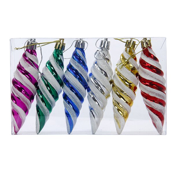 Adorno para Árbol de Navidad 11 Cm Fruta Larga y Puntiaguda Colorante Brillante Paquete 6 onlyliua
