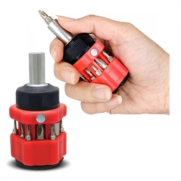 Stubby Screwdriver,12 in 1 Stubby Ratcheting Screwdriver Magnetic with Multi Bits Ratchet Stubby Screwdriver, Liangery Short Stubby