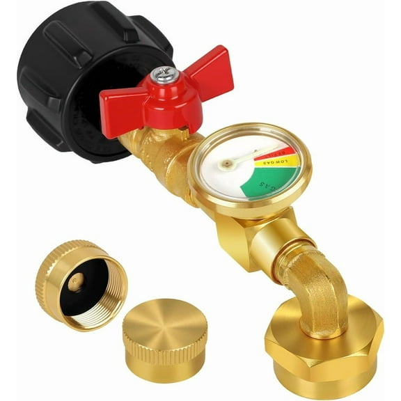 YIUIY 1lb to 20lb tank Propane Refill Elbow Adapter with Gauge ON-Off Control Valve
