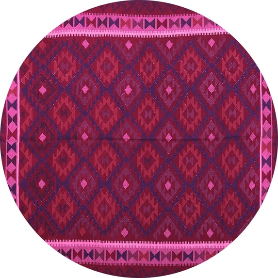 Ahgly Company Indoor Round Oriental Pink Traditional Area Rugs, 3' Round
