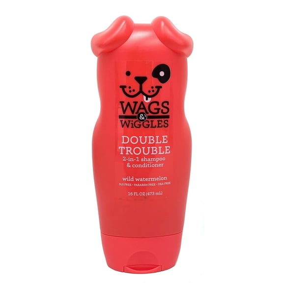 Wags & Wiggles Double Trouble 2-in-1 Shampoo & Conditioner, Wild Watermelon, 16 fl oz (473 ml)