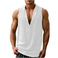 thumbnail image 3 of ZyeKqe Cotton Linen Tank Tops for Men Summer Sleeveless Muscle Shirts Deep V Neck Loose Fitted Beach Top, 3 of 7