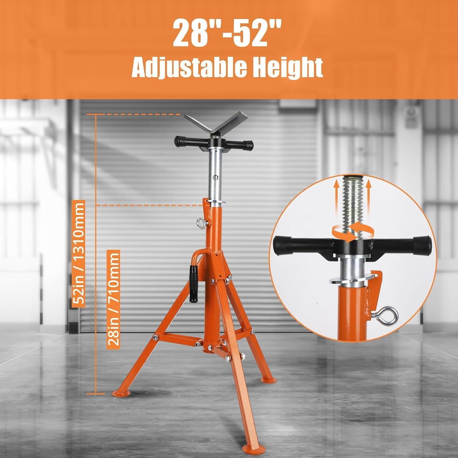 28''-52'' Adjustable Folding Pipe Stand, Extra Tall Car Jack Stand, 2500 lbs Load Capacity,for Welding, Automotive, and Construction Projects,