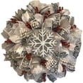 thumbnail image 2 of 40cm Christmas Snowflake Creative Ribbon Wreath Wreath, Winter Wreath, Snowflake Wreath, Winter Decorations, Mesh Winter Wreath,for Front Door Outside Porch Wall Home Decor,DCL35, 2 of 5