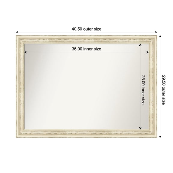 Amanti Art Custom Wall and Bathroom Mirror (29.5 x 40.5 in.), Country White Wash Frame