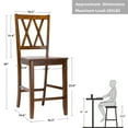 thumbnail image 6 of Duhome Wood Counter Height Bar Stools Set of 2, 24" Bar Chairs with Cross Back Farmhouse Counter Stools for Kitchen, Walnut, 6 of 9