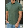 thumbnail image 3 of QDG Mens Polo Short Sleeve Shirt Casual Button Polo T Shirt with Pocket Designed Collared Golf Shirt Green L, 3 of 9