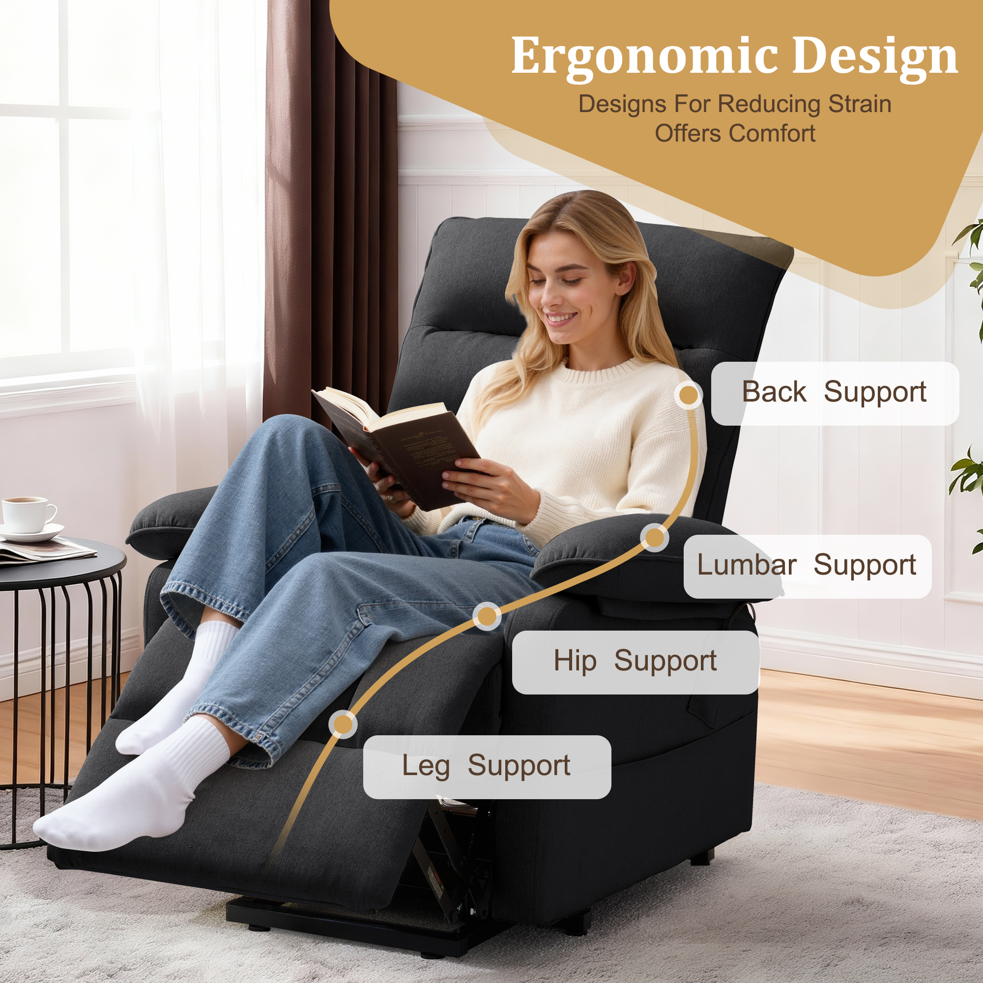 Korser Small Power Lift Recliner Chair for Elderly with Side Pockets Lift Chair for Small Spaces for Living Room,Linen,Black
