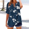 thumbnail image 2 of Xdegoge Short Sleeve Womens Tops Plus Size V Neck T Shirt Floral Printed Summer Tunic Tops Oversized Loose Fit Boho Blouses, 2 of 6