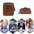 thumbnail image 3 of Small Waist Packs Men Phone Waist Pouch Leather Fanny Pack Waterproof Business Travel Running Cycling Sports Belt Bag Brown, 3 of 5