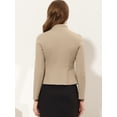 thumbnail image 4 of Chaqueta Allegra K con bolsillo y cuello levantado para mujer abrigo corto peplum Caqui XS, 4 of 5