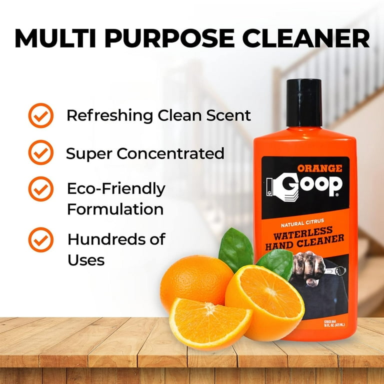 Goop Multi-Purpose Hand Cleaner Orange Citrus Scent - Waterless Hand  Degreaser and Laundry Stain Remover - Non-Toxic Cleaner to Remove Dirt,  Oil, Paint, Ink, and Clothes Stains - 5oz (Pack of 1)
