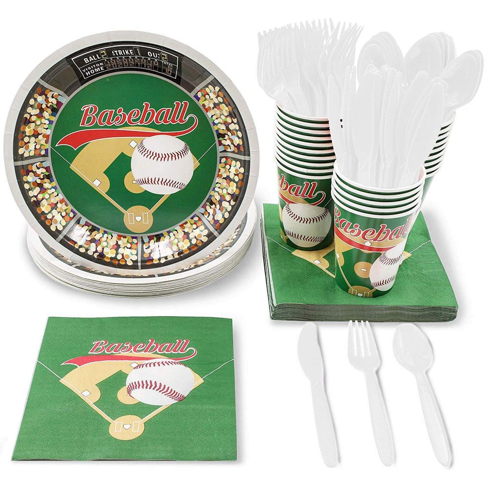Serves 24 Baseball Sports Party Supplies, 144PCS Plates Napkins Cups