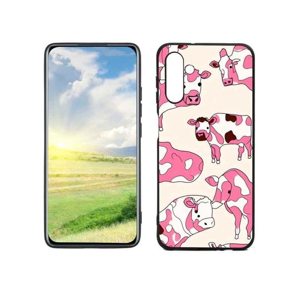 Compatible with Samsung Galaxy A13 5G Phone Case, Cow-Print-Abstract-Art-Black-White-Pink-Cute34 Case Men Women, Flexible Silicone Shockproof Case for Samsung Galaxy A13 5G