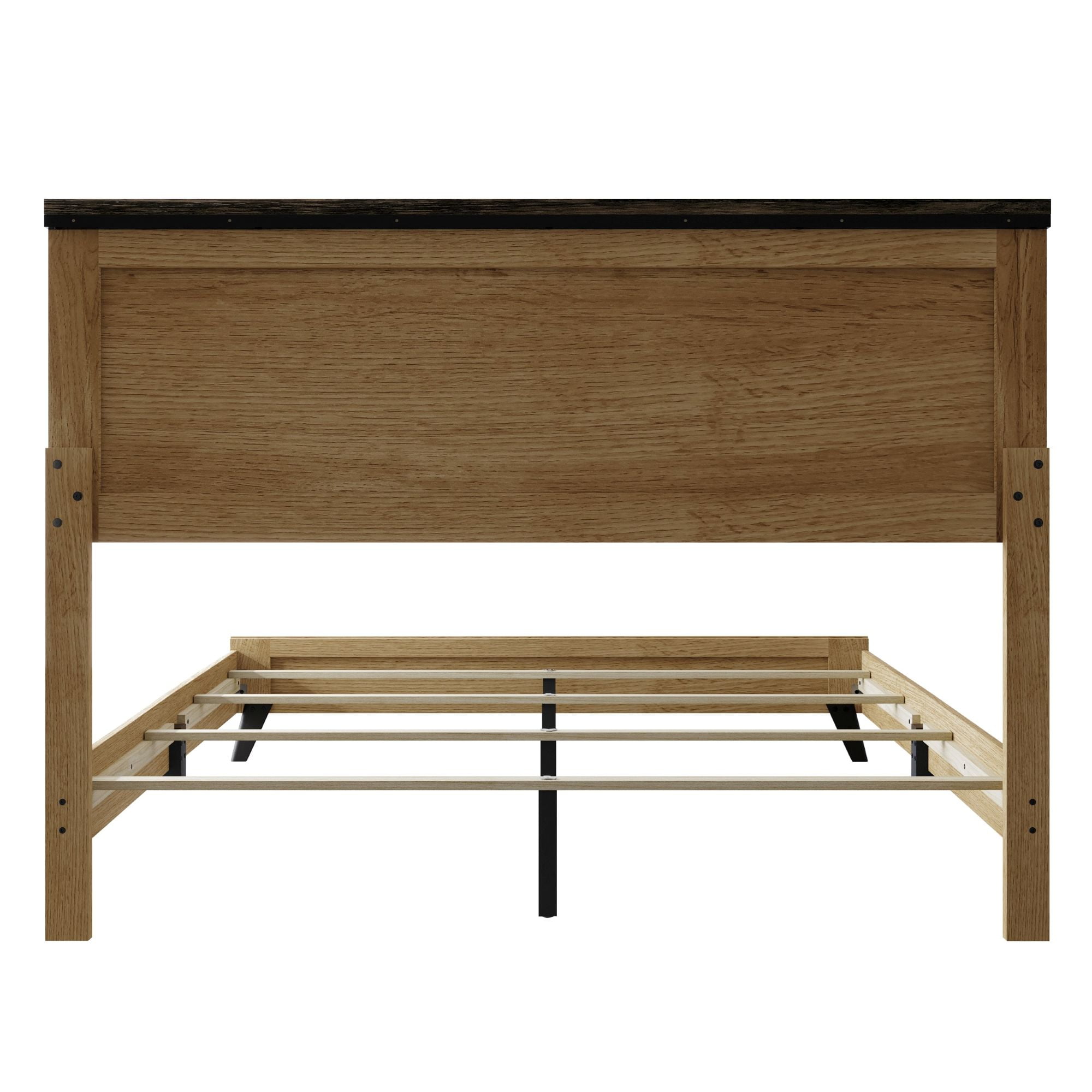 Home Design Emersyn 4-Piece Modern Oak Wood Bedroom Furniture Set-Includes Bed, Dresser, Nightstand, and Chest
