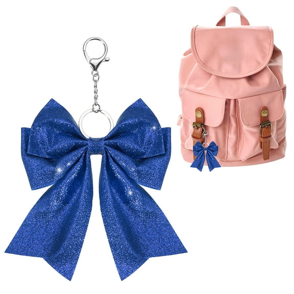Uxcell Cheer Bow Keychain Bulk, 6.7"x4.9" Cheerleader Gifts for Women Girls Team Sports & Events Blue