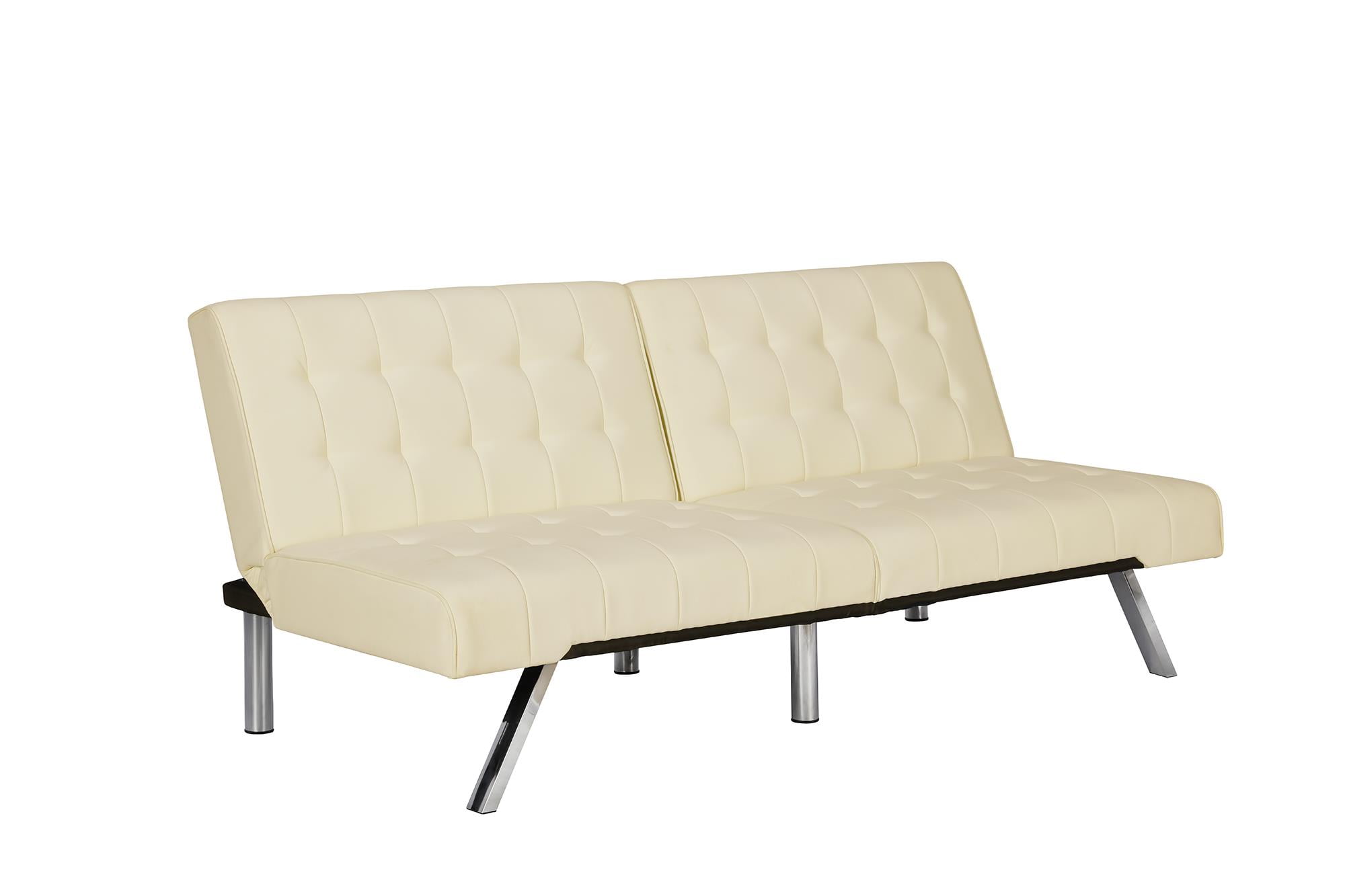 DHP Emily Convertible Futon, Vanilla Faux Leather