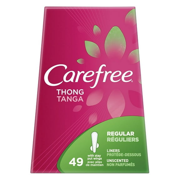 Carefree Thong Pantiliners Regular Unscented With Wings, 49 Ea, 3 Pack