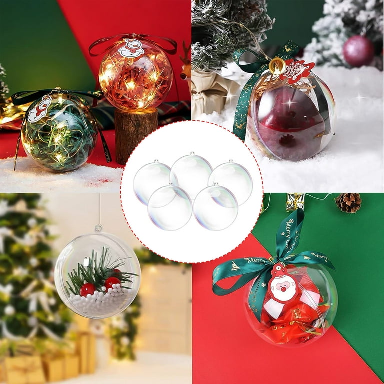 DIY Christmas Balls Ornaments Fillable Open Clear Hanging Ball Xmas Tree  Decor