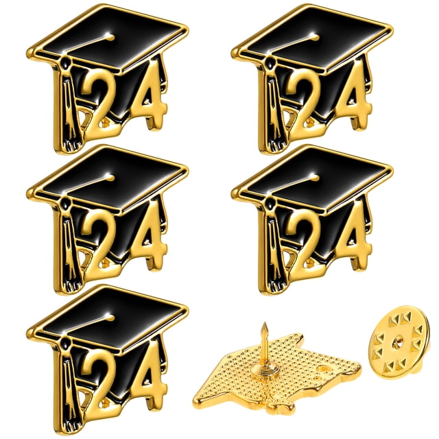 5 broches de graduación, broches de metal 2024, gorro de graduación, Pin de solapa, broche de ropa, alfileres para uniforme de traje