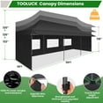thumbnail image 5 of HOTEEL 10x30 ft Canopy with Extended Awning, Heavy Duty EZ Pop up Folding Canopy Tent with Roller Bag, Rainproof&Sunproof Awning Gazebo Shelter for Party Events, Market, Vendor, Black, 5 of 9