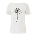 thumbnail image 4 of Lace Patchwork Short Sleeve Top Floral Print Blouses For Women Women'S Fashion Crewneck Printed Short Sleeve T-Shirt Casual Loose Shirt Tops White M, 4 of 8
