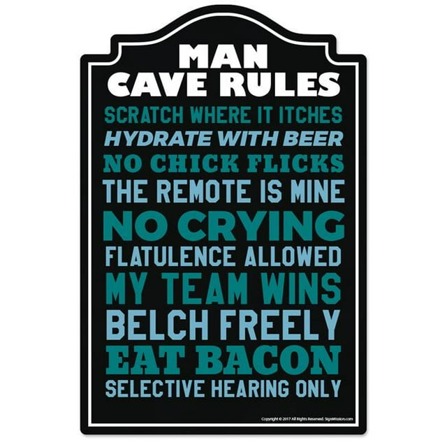 SignMission P-1014 Man Cave Rules Panneau de Règles de la Grotte de l'Homme