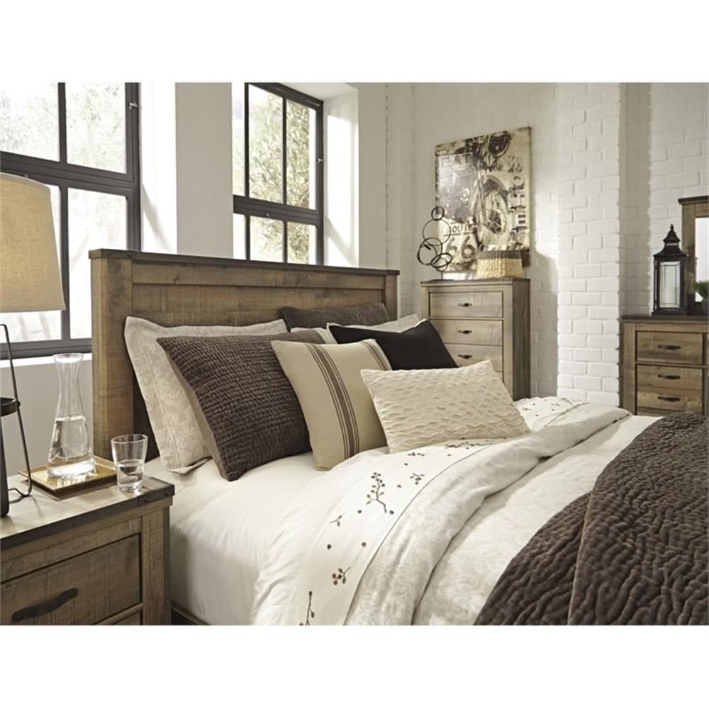 Pemberley Row Wood Brown Headboard Panel Rectangular Nailhead Trim 64.53"W x 53.82"H x 3.46"D