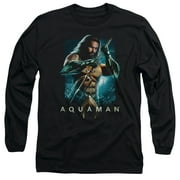 Aquaman Movie Trident Long Sleeve T-Shirt Adult 18/1 Black