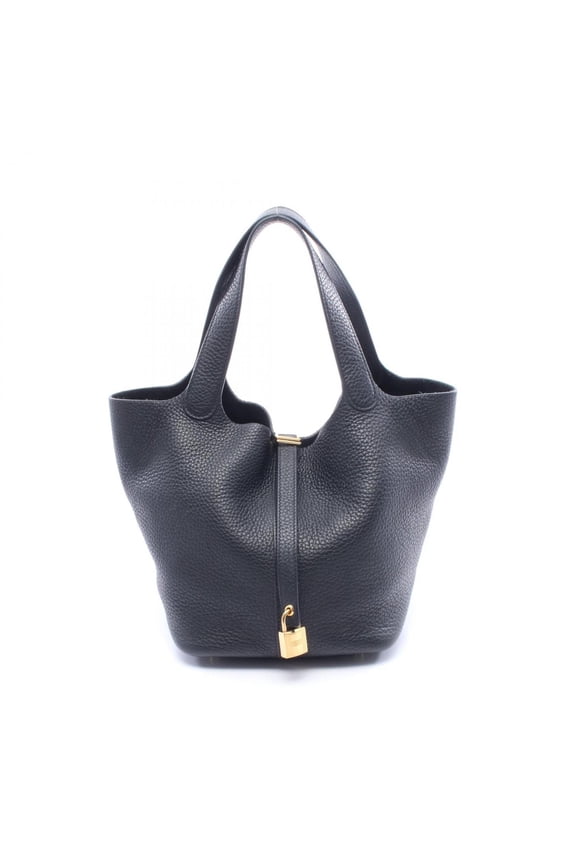 Pre-Owned Hermes Picotin Lock MM Handbag, Leather, Taurillon Clemence Women's, Black