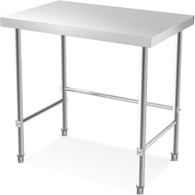 Yiwa Commercial Grade 36x24 Inch Stainless Steel Kitchen Work Table, Food Prep Table with Casters, Silver