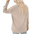 thumbnail image 4 of ZQGJB Fall Long Sleeve Solid Shirts for Women Casual V Neck Lightweight Pullover Sweatshirts Loose Fit Comfy Tshirt Tops Soft Cotton Tunic Blouse Beige S, 4 of 5
