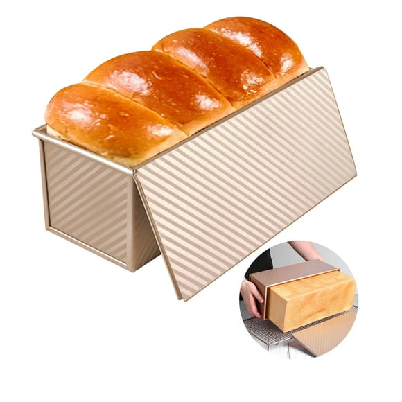 Bread Toast Mould with Cover Non-Stick Pullman Loaf Tin with Lid Square Loaf Pan Toast Bread Box Large Bread Tins Sandwich Loaf Bread Pan Aluminum Alloy for Baking 2.2lb