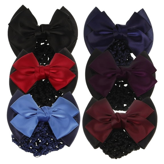 FOXNOVO 6Set Hair Accessory Bow Knot Hair Nets For Red