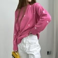 thumbnail image 4 of Timegard Womens Sweaters Heart Graphic Long Sleeve Pullover Fall Casual Crewneck Cute Loose Tops Blouse, 4 of 4