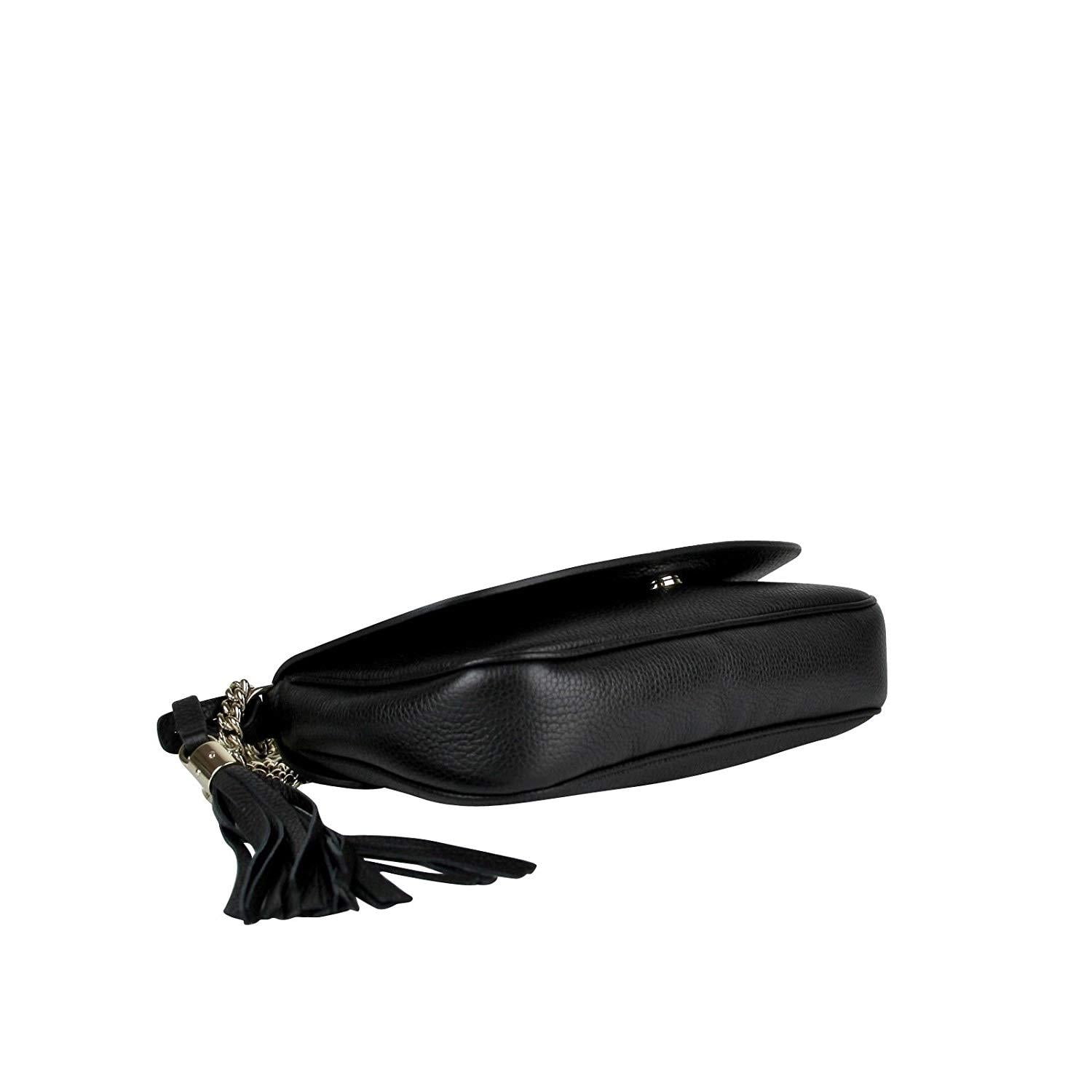 Gucci Black Leather Crossbody Handbag with Interlocking GG