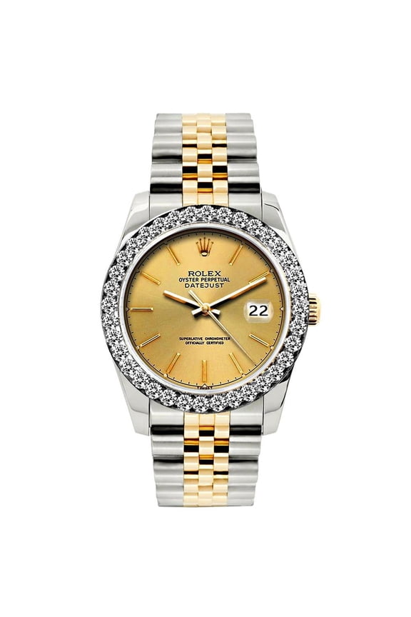 Pre-Owned Rolex Datejust 26MM 6917 Champagne Dial Diamond Bezel Two Tone Yellow Gold Jubilee Bracelet 1.2ct