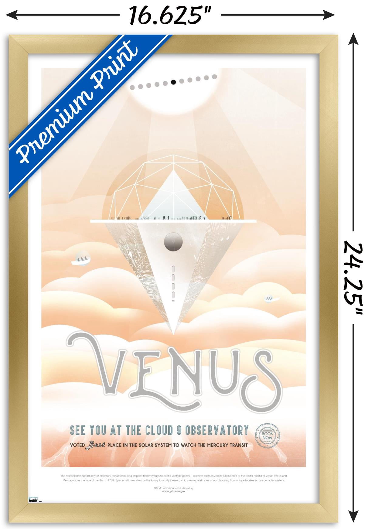 NASA - Venus Travel Poster Wall Poster, 14.725" x 22.375" Framed
