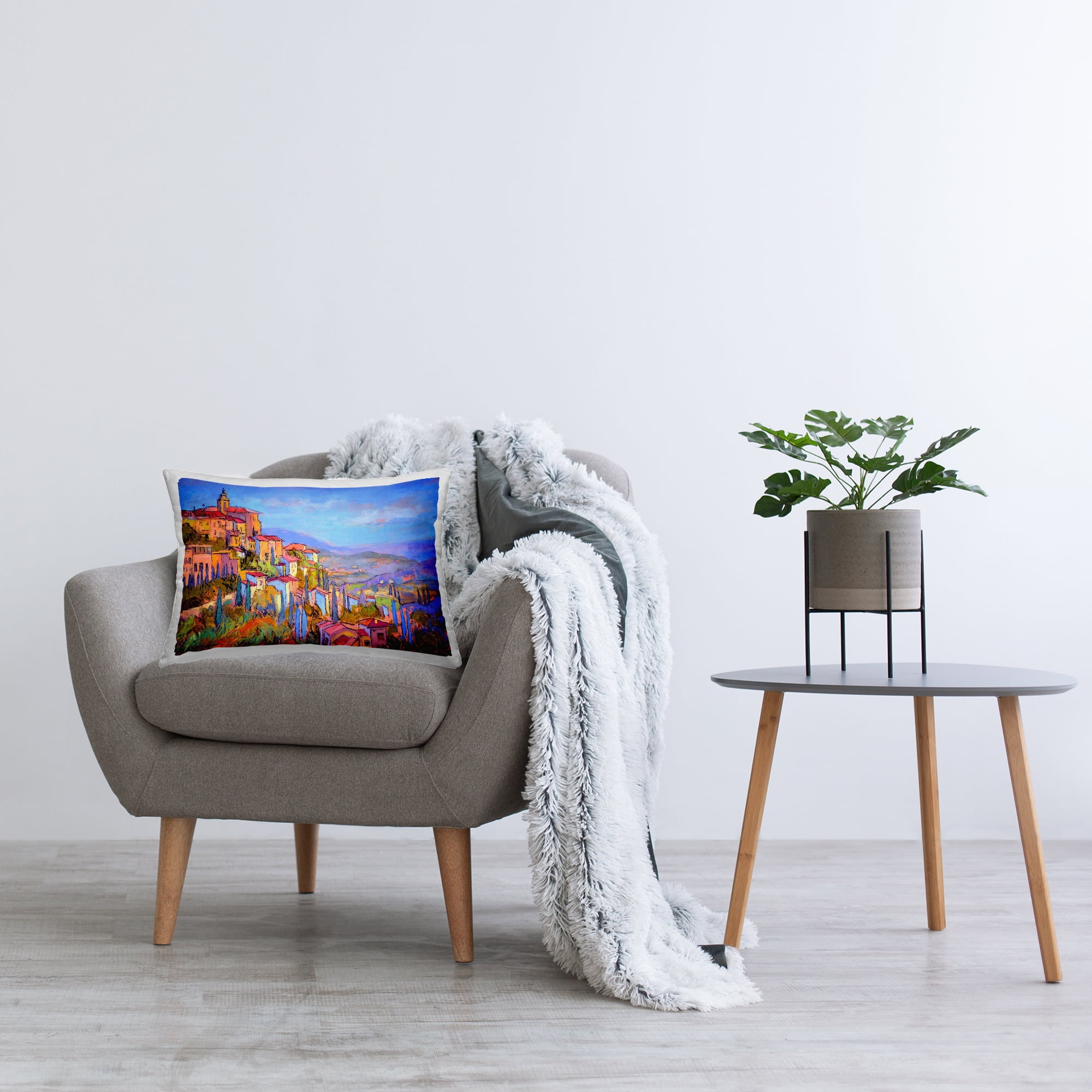 Stupell Industries Blue Shadowed Cityscape Decorative Printed Throw Pillow Design by Dorothy Fagan .
