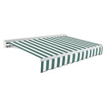 Awntech 12' x 10' Destin Right Motorized Patio Retractable Awning, Forest/White Stripe