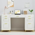 thumbnail image 6 of DreamCurship 57" Computer Desk with Storage, White and Gold with 7 Drawers, Executive Desk with File Drawers, Home Office Desk for Home Office, White and Gold, 6 of 6