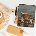 thumbnail image 3 of HELLHERO 1pcs Notebook Wraps with Lightweight Polyester Book Cover Carrying Case for Classroom Library Men 11.42 x 8.66 Inch, Highland Cow Family, 3 of 8