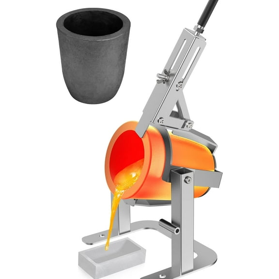 ILOKNZI Handheld Crucible Pouring Tongs with Graphite Crucible – Compatible with Melting Furnaces for Metal Casting Aluminum, Gold, Silver – #4 Size (4.5kg / 9.9lbs)