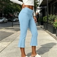thumbnail image 3 of MLCDZ Women's Flare Capri Leggings with Pockets Tummy Control Elastic High Waisted Bootcut Yoga Pants Workout Sports Lounge Capris, 3 of 9
