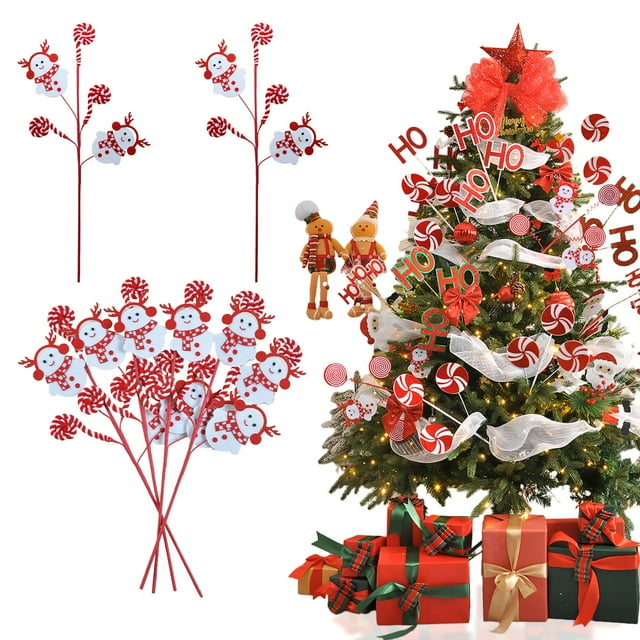 Snowman Christmas Tree Decoration Festive Floral Branch Insert for