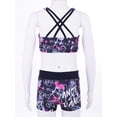thumbnail image 4 of CHICTRY Kids Girls Two Piece Dance Outfit Crop Top with Shorts Set Activewear Black Rose Red 12, 4 of 7